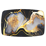 Обеденный стол с прямоугольной черно-золотой столешницей из стекла на 4-х металлических ножках Gold and Black Marble варинант исполнения - 2 | Loft Concept в Рязани