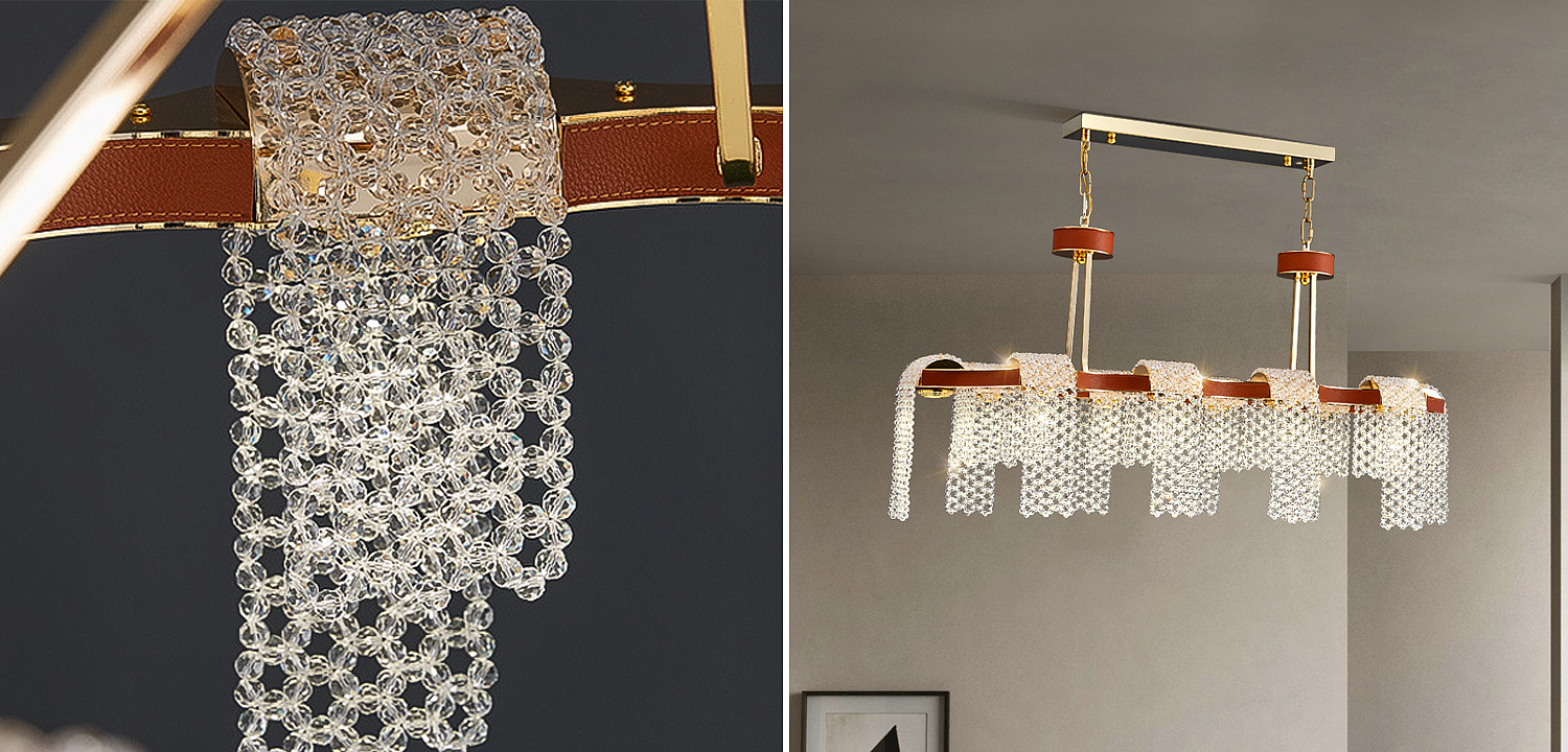 Линейная люстра люстра Leather Glass Chandelier Линейная люстра люстра Leather Glass Chandelier - Loft-Concept в Рязани
