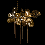 Люстра подвесная с 18-ю стеклянными плафонами с вертикальными подвесками Gilded Mirage  варинант исполнения - 4 | Loft Concept в Рязани