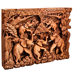 Панно из дерева пять слонов Panel With Animals варинант исполнения - 2 | Loft Concept в Рязани