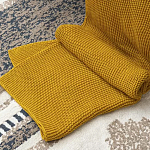 Плед из хлопка жемчужной вязки горчичного цвета Waffle Comfort варинант исполнения - 6 | Loft Concept в Рязани