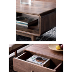 Кофейный стол из дерева с ящиком и нишей для хранения Coffee Walnut Table варинант исполнения - 4 | Loft Concept в Рязани