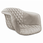 Барный стул со спинкой и мягкой обивкой с ромбами на 4-х деревянных ножках Бежевый Велюр Ava Charm варинант исполнения - 2 | Loft Concept в Рязани