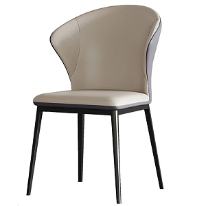 Стул с кожаной двухцветной обивкой бежевый и серый Obrien Beige and Grey