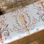 Банкетка из массива бука бежевая с растительным орнаментом Raffael Beige Floral Banquette варинант исполнения - 2 | Loft Concept в Рязани