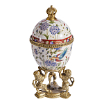 Шкатулка в форме яйца на величественных львах из фарфора с бронзовыми элементами Eden Garden варинант исполнения - 4 | Loft Concept в Рязани