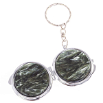 Зеркало брелок карманное двухстороннее из натурального камня Серафинит Stone Mirrors варинант исполнения - 6 | Loft Concept в Рязани