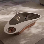 Журнальный столик фигурный со стеклянной столешницей Table Drop варинант исполнения - 1 | Loft Concept в Рязани