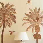 Обои с вышивкой ручной работы Deco Palms Raffia on linen варинант исполнения - 1 | Loft Concept в Рязани