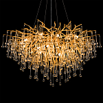 Люстра подвесная с прозрачными стеклянными подвесками в форме капель Диаметр 100 см Droplet Chandelier варинант исполнения - 8 | Loft Concept в Рязани