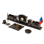 Настольный письменный набор с часами из природного камня обсидиана  Gift for Manager варинант исполнения - 2 | Loft Concept в Рязани