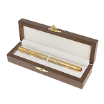 Ручка шариковая металлическая с гравировкой и красным фианитом в деревянной коробке Metal Pens варинант исполнения - 4 | Loft Concept в Рязани