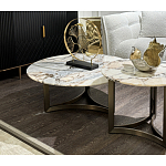 Столик журнальный с круглой мраморной столешницей Unique Stone Design варинант исполнения - 8 | Loft Concept в Рязани