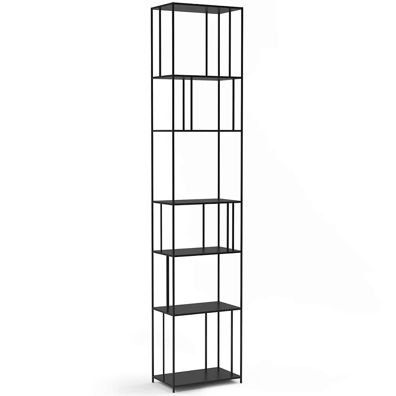 Высокий стеллаж из металла Menzie High Metal Rack Black Черный Высокий стеллаж из металла Menzie High Metal Rack Black Черный в Рязани | Loft Concept
