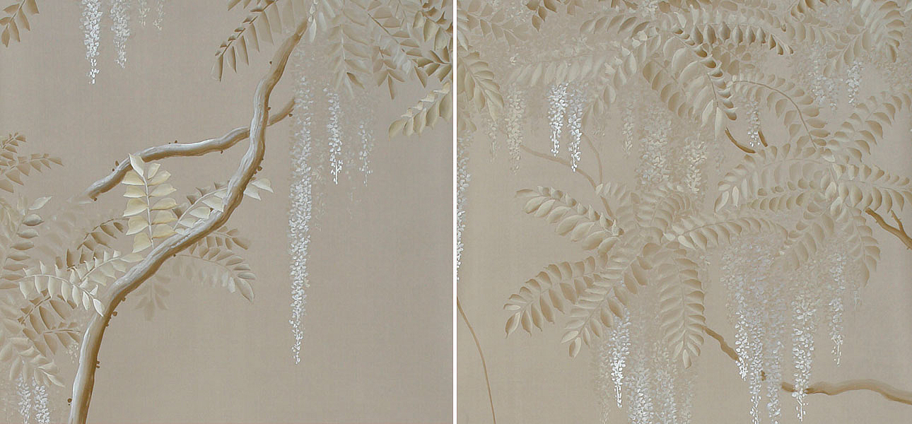 Обои ручная роспись Wisteria Limewash on Lead Grey dyed silk Обои ручная роспись Wisteria Limewash on Lead Grey dyed silk - Loft-Concept в Рязани