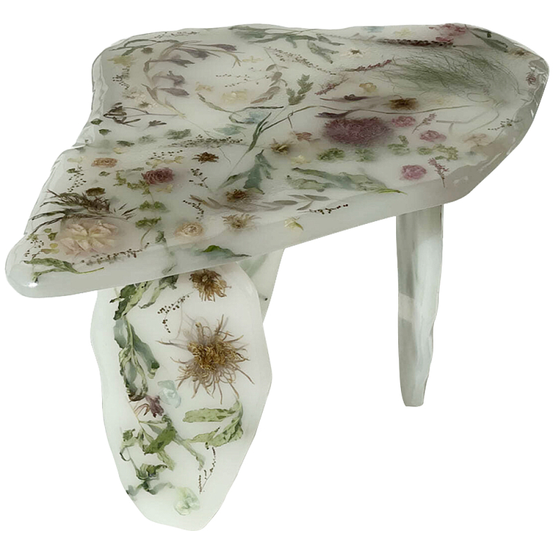 Журнальный стол из эпоксидной смолы с цветами White Flowers Epoxy Resin Coffee Table Белый матовый Мульти Журнальный стол из эпоксидной смолы с цветами White Flowers Epoxy Resin Coffee Table Белый матовый Мульти в Рязани | Loft Concept