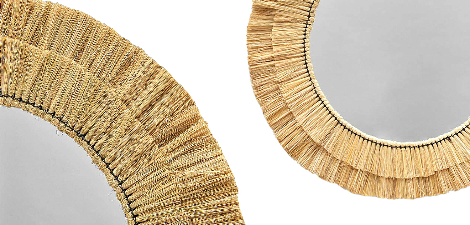 Круглое зеркало с плетеной рамой Jyoti Wicker Mirror Круглое зеркало с плетеной рамой Jyoti Wicker Mirror - Loft-Concept в Рязани