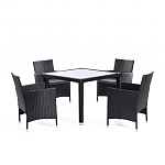 Обеденный комплект из искуственного ротанга Vintara черный варинант исполнения - 1 | Loft Concept в Рязани