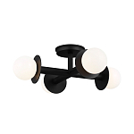 Потолочный светильник с тремя белыми матовыми стеклянными плафонами в форме шаров на черном основании Generation Lighting варинант исполнения - 2 | Loft Concept в Рязани