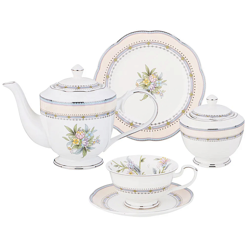 Чайный сервиз из фарфора на 6 персон 20 предметов Tea Flower Set Мульти Чайный сервиз из фарфора на 6 персон 20 предметов Tea Flower Set Мульти в Рязани | Loft Concept