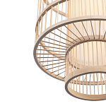 Подвесной светильник из деревянных прутьев с плафоном из натуральной ткани Light Inside the Cell варинант исполнения - 6 | Loft Concept в Рязани