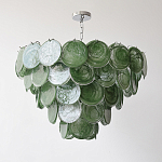 Люстра из зеленых стеклянных дисков с перламутровым эффектом Green Glowing Glaze варинант исполнения - 5 | Loft Concept в Рязани