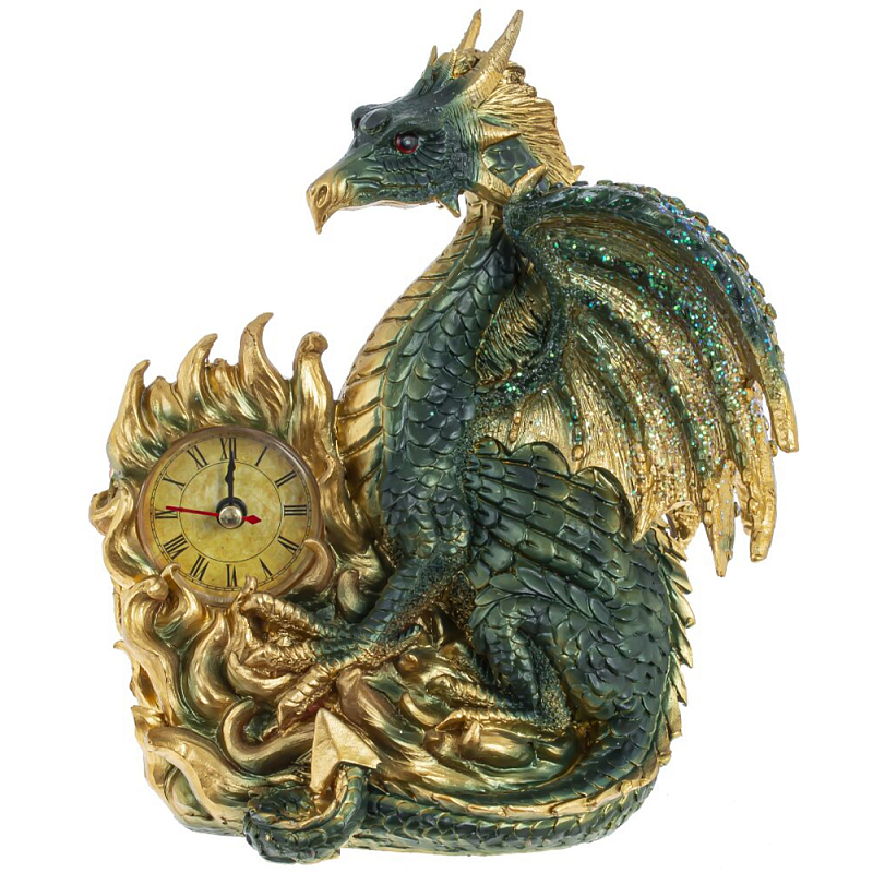 Часы в виде дракона Green Gold Dragon Clock Золотой Зеленый Часы в виде дракона Green Gold Dragon Clock Золотой Зеленый в Рязани | Loft Concept