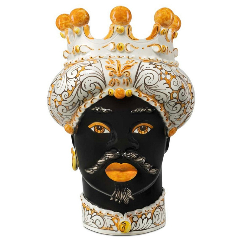 Ваза Vase Moro Man Ornate Orange Черный Оранжевый Белый в Рязани | Loft Concept 
