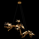 Люстра подвесная линейная с прозрачными стеклянными птичками на ветвях Serip Voa варинант исполнения - 5 | Loft Concept в Рязани