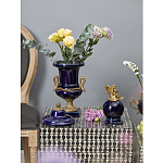 Ваза темно-синего цвета из фарфора с бронзовыми ручками в виде змей Высота 39 см Eden Garden porcelain and bronze варинант исполнения - 3 | Loft Concept в Рязани