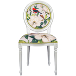 Стул светло-серый из натурального бука с изображением птиц и цветов Blooming Red Birds варинант исполнения - 1 | Loft Concept в Рязани