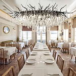 Люстра черная овальная с прозрачными стеклянными подвесками в форме капель FAIRYTREE Light варинант исполнения - 1 | Loft Concept в Рязани