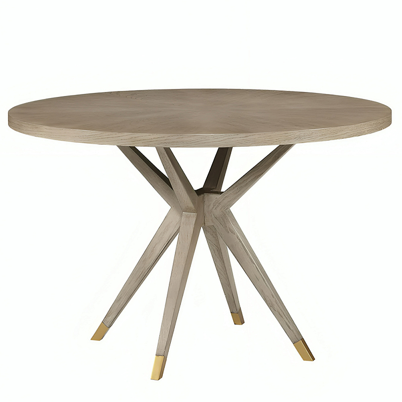 Стол обеденный круглый 4-х местный из дуба Round Oak Table Бежевый Черный Латунь Стол обеденный круглый 4-х местный из дуба Round Oak Table Бежевый Черный Латунь в Рязани | Loft Concept