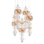 Люстра с плафонами из прозрачного и янтарного стекла в виде шаров и ромбов Gabriel Scott Luna варинант исполнения - 1 | Loft Concept в Рязани