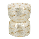 Приставной столик с мозаичным рисунком из раковин устриц Bone Inlay варинант исполнения - 1 | Loft Concept в Рязани