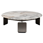 Столик журнальный с круглой мраморной столешницей на трех опорах Marble Stone Drawing варинант исполнения - 6 | Loft Concept в Рязани