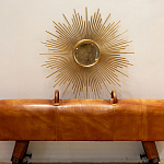 Зеркало-солнце круглое в раме из металла с золотыми с лучами Rays of Peace варинант исполнения - 2 | Loft Concept в Рязани