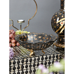 Блюдо черного цвета из фрафора на бронзовых ножках Eden Garden porcelain and bronze варинант исполнения - 3 | Loft Concept в Рязани