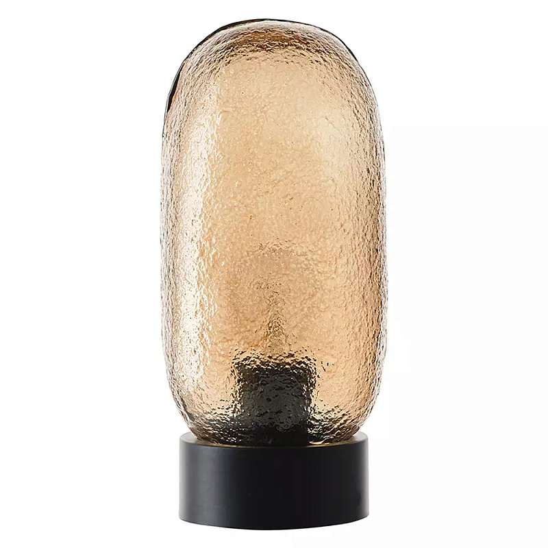 Настольная лампа с янтарным рельефным плафоном Lamp with Frozen Glass Effect Янтарный Черный Настольная лампа с янтарным рельефным плафоном Lamp with Frozen Glass Effect Янтарный Черный в Рязани | Loft Concept