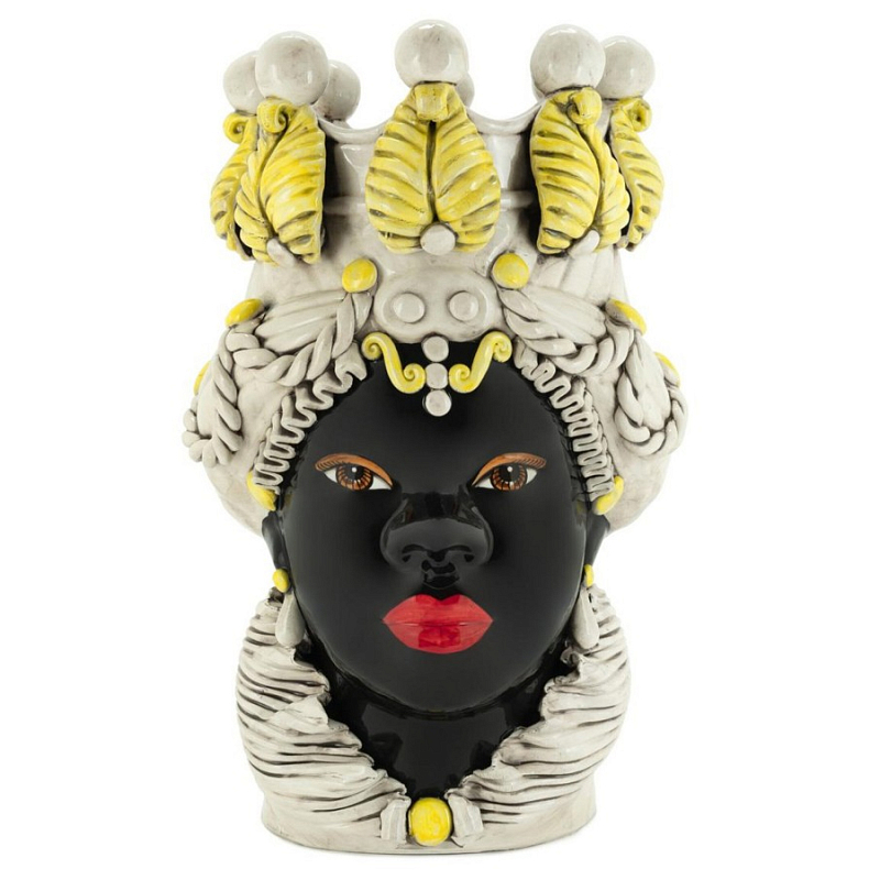 Ваза Vase Moro Lady Yellow Big Черный Бежевый Желтый Ваза Vase Moro Lady Yellow Big Черный Бежевый Желтый в Рязани | Loft Concept