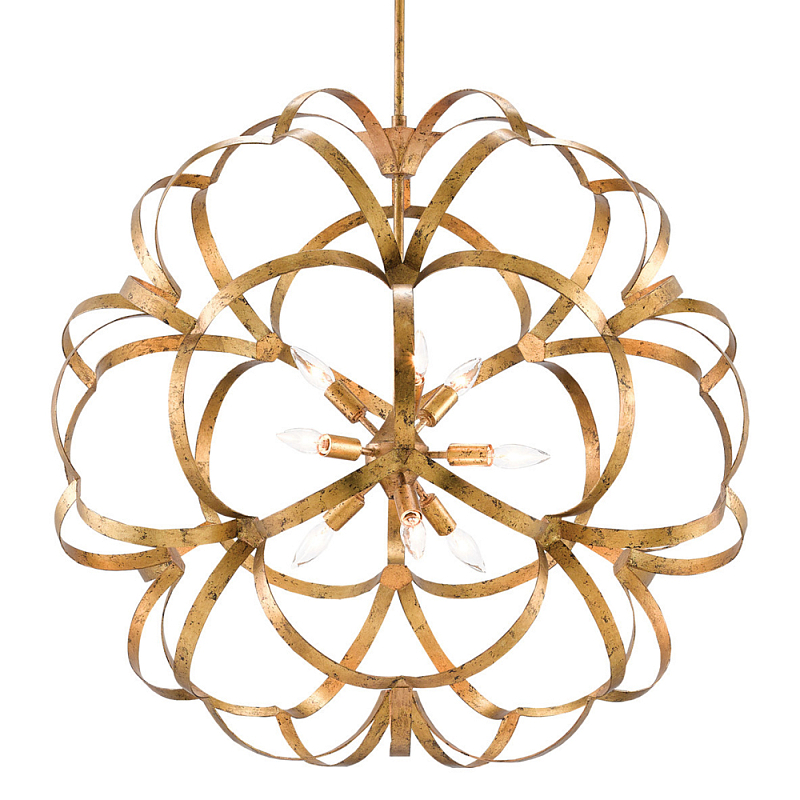 Люстра круглая в виде объёмного цветка Golden Flower Sphere Золотой Люстра круглая в виде объёмного цветка Golden Flower Sphere Золотой в Рязани | Loft Concept