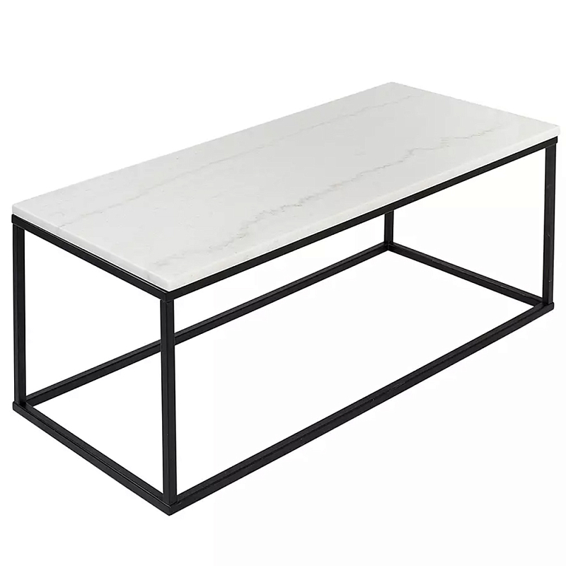 Журнальный столик прямоугольный White Marble Surface Белый Черный Журнальный столик прямоугольный White Marble Surface Белый Черный в Рязани | Loft Concept