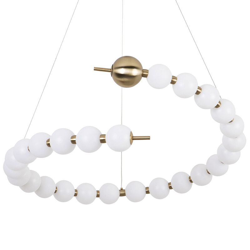 Люстра в виде спирали с сферическими акриловыми плафонами Pearls Suspension Brass Spiral Chandelier Белый Латунь Люстра в виде спирали с сферическими акриловыми плафонами Pearls Suspension Brass Spiral Chandelier Белый Латунь в Рязани | Loft Concept
