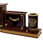 Настольный письменный набор с часами из природного камня обсидиана Royal Set варинант исполнения - 3 | Loft Concept в Рязани