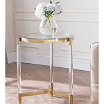 Золотой приставной столик с круглой стеклянной столешницей Weightless Table варинант исполнения - 8 | Loft Concept в Рязани