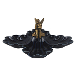 Менажница темно-синяя фарфоровая с бронзовой фигуркой ангела Eden Garden варинант исполнения - 1 | Loft Concept в Рязани