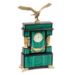 Часы настольные из натурального камня Малахит с декором в виде орла Eagle Stone Clock варинант исполнения - 2 | Loft Concept в Рязани