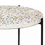 Кофейный столик с круглой разноцветной столешницей на 4-х черных ножках Multicolored Stone Composite варинант исполнения - 2 | Loft Concept в Рязани