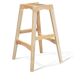 Барный стул со спинкой и подлокотниками на 4-х деревянных ножках Бежевый Велюр Ava Charm варинант исполнения - 3 | Loft Concept в Рязани