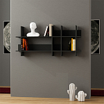 Полка прямая подвесная двухъярусная цвета антрацит BEADS BOOKCASE ANTHRACITE варинант исполнения - 1 | Loft Concept в Рязани